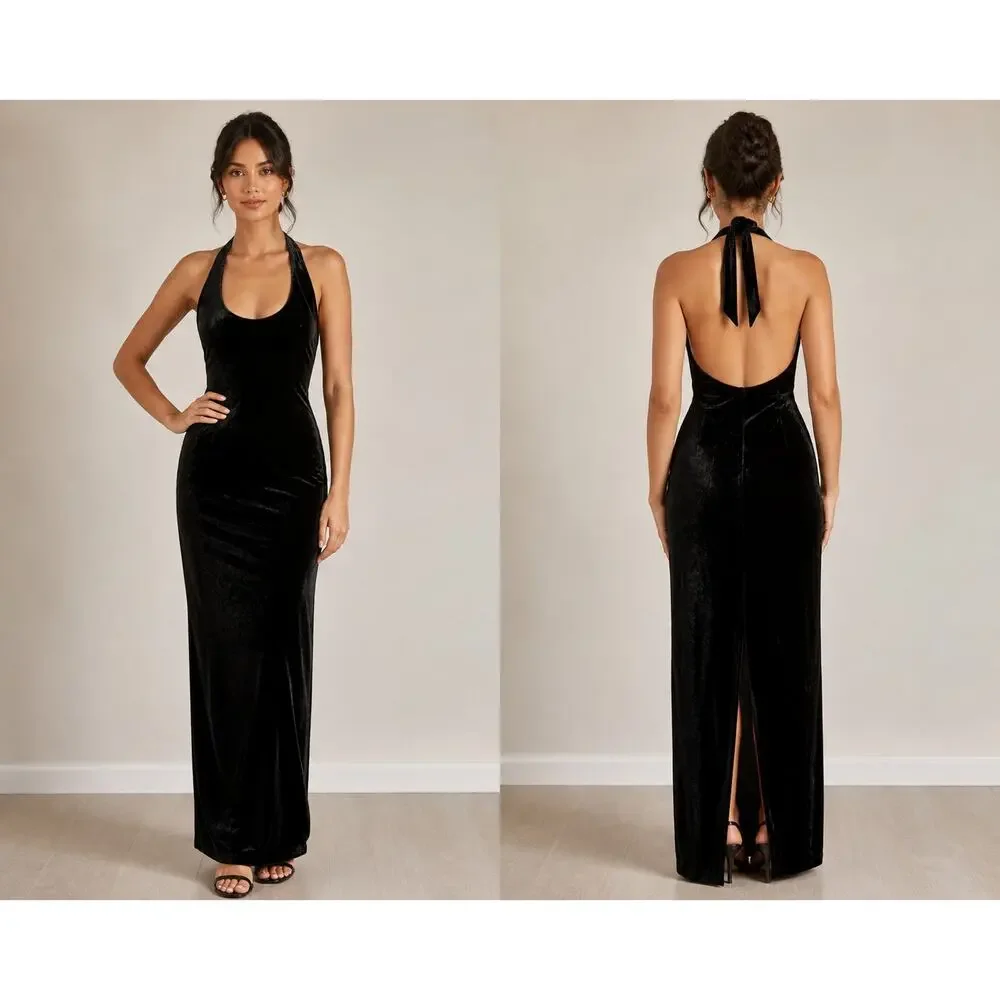 NICOLE MILLER - Velvet dress with neckline on the back - Picture 1 of 7
